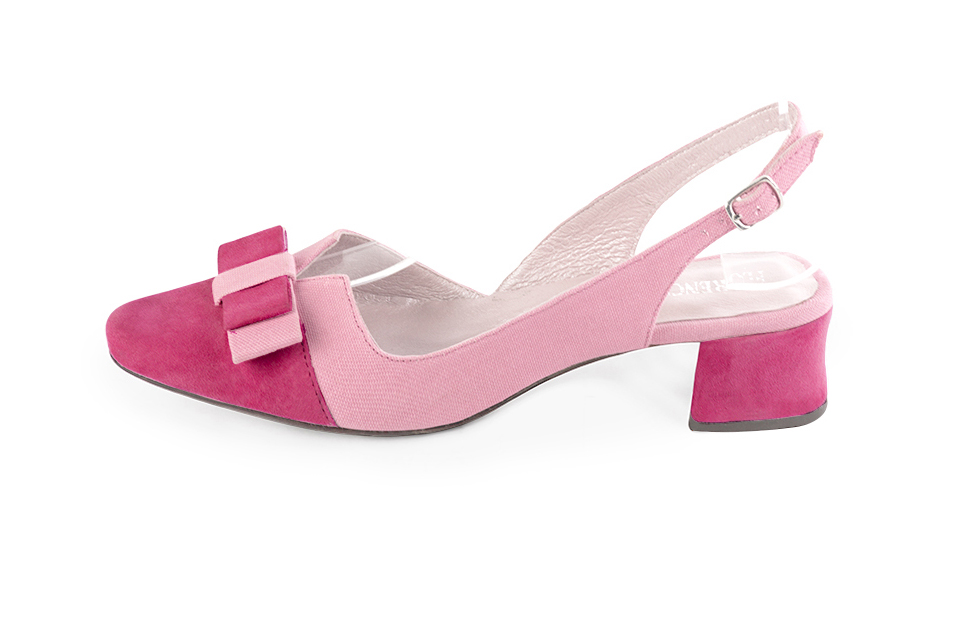 French elegance and refinement for these fuschia pink dress slingback shoes, with a knot, 
                available in many subtle leather and colour combinations. The pretty French spirit of this beautiful pump will accompany your steps nicely and comfortably.
To be personalized or not, with your materials and colors.  
                Matching clutches for parties, ceremonies and weddings.   
                You can customize these shoes to perfectly match your tastes or needs, and have a unique model.  
                Choice of leathers, colours, knots and heels. 
                Wide range of materials and shades carefully chosen.  
                Rich collection of flat, low, mid and high heels.  
                Small and large shoe sizes - Florence KOOIJMAN